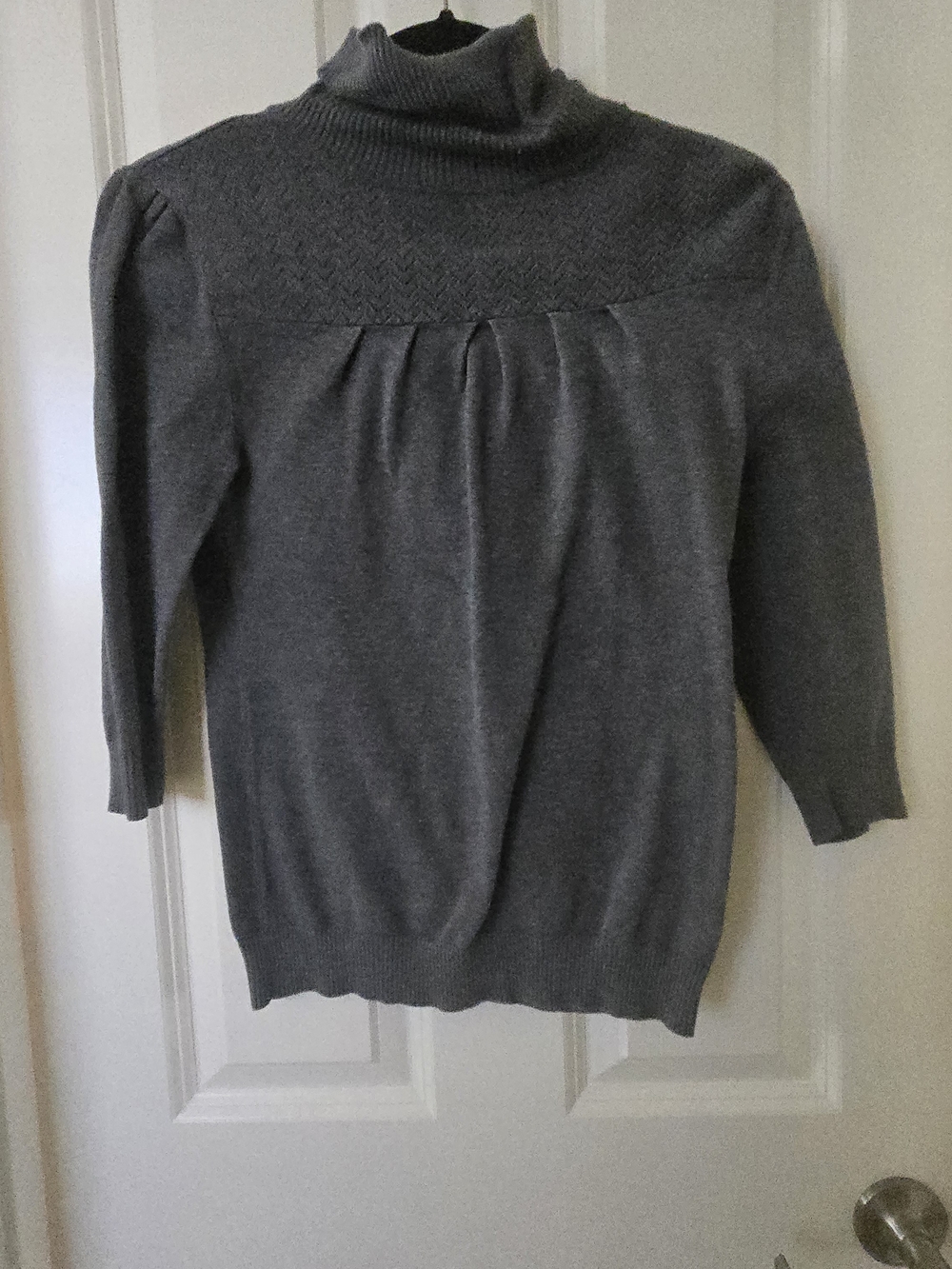 Charlotte Russe Gray Turtleneck Sweater with Textured Yoke
